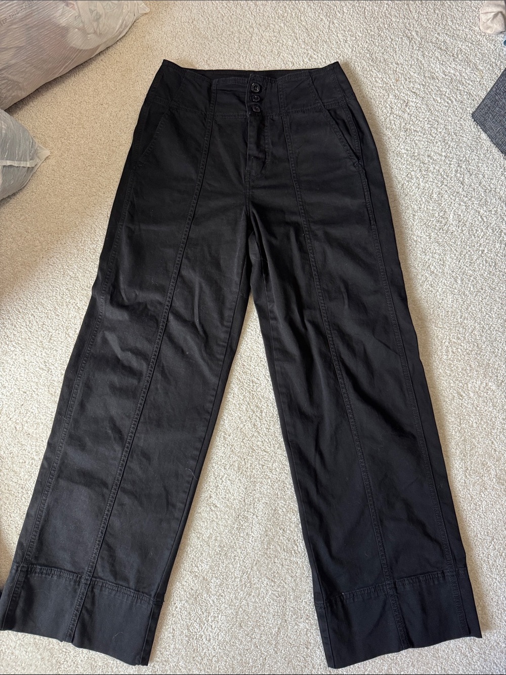 Anthropologie Black Wide-Leg Chinos